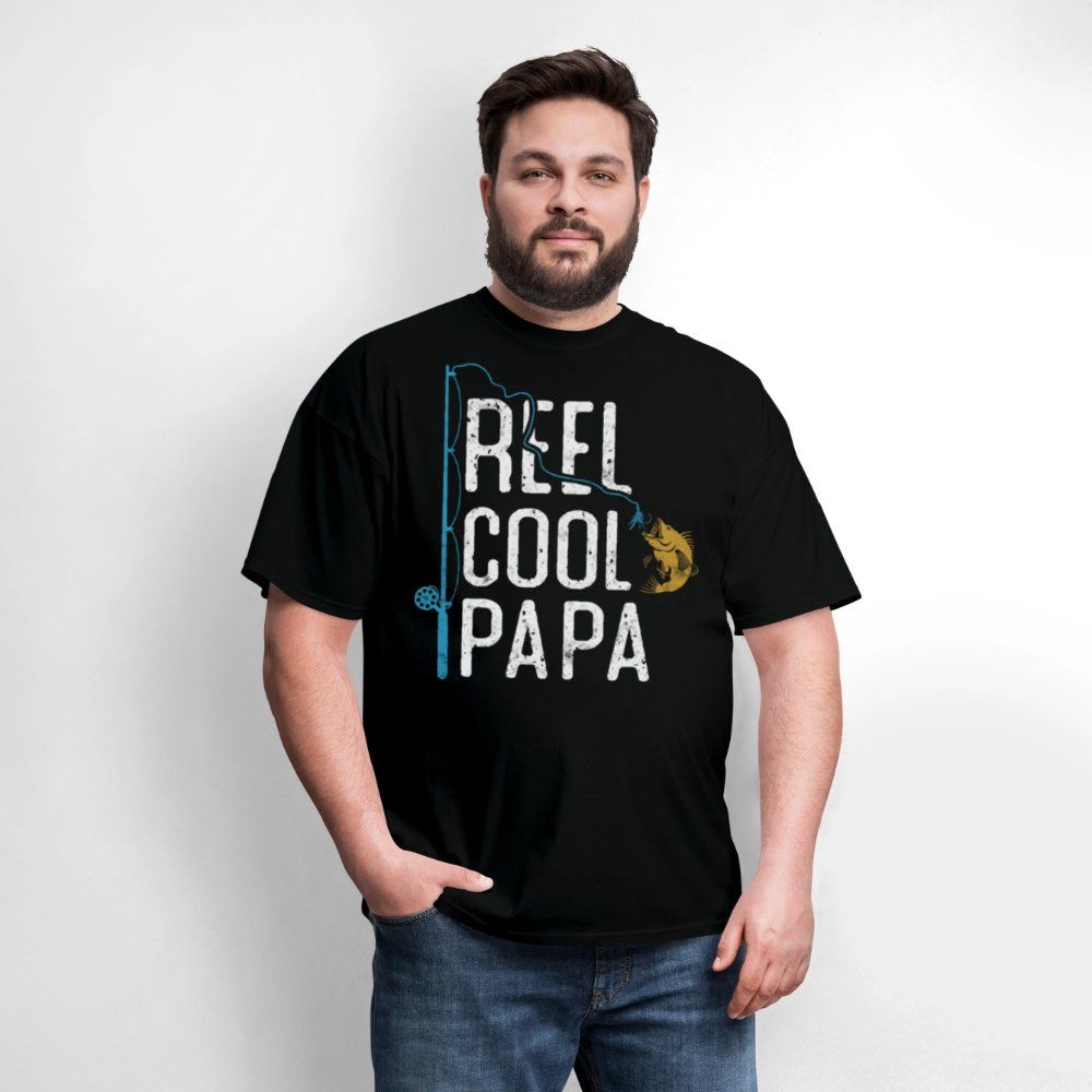 Reel Cool Papa Fishing Father's Day Gift T-shirt - black
