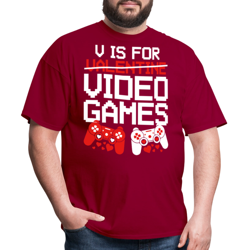 Valentine’s Day Gifts For Gamers Funny Gaming Couple Matching T-shirt - dark red