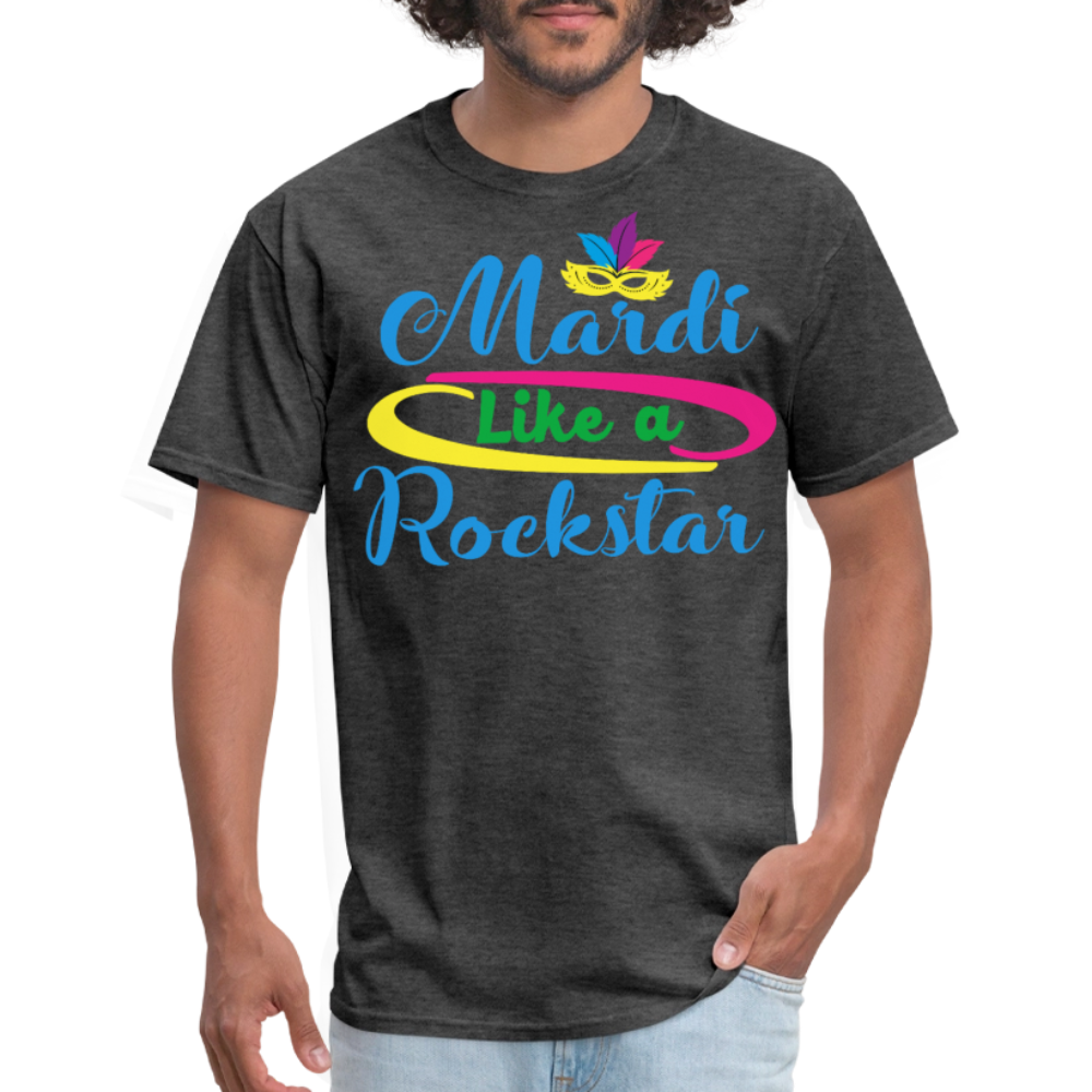 Mardi Gras Rockstar Shirt For Men And Women T-Shirt - heather black