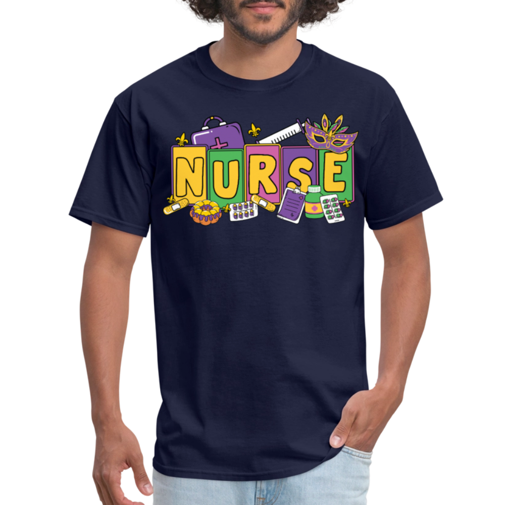 Mardi Gras Nurse Shirt For Healthcare Workers Nurse Appreciation T-shirt - navy