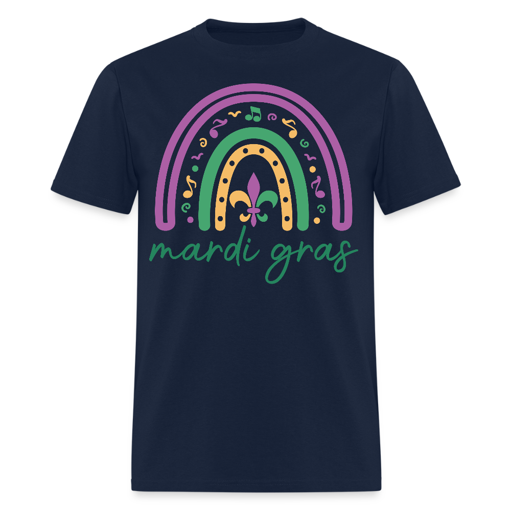 Purple Green Gold Carnival Tee Mardi Gras Rainbow Shirt For Women - navy