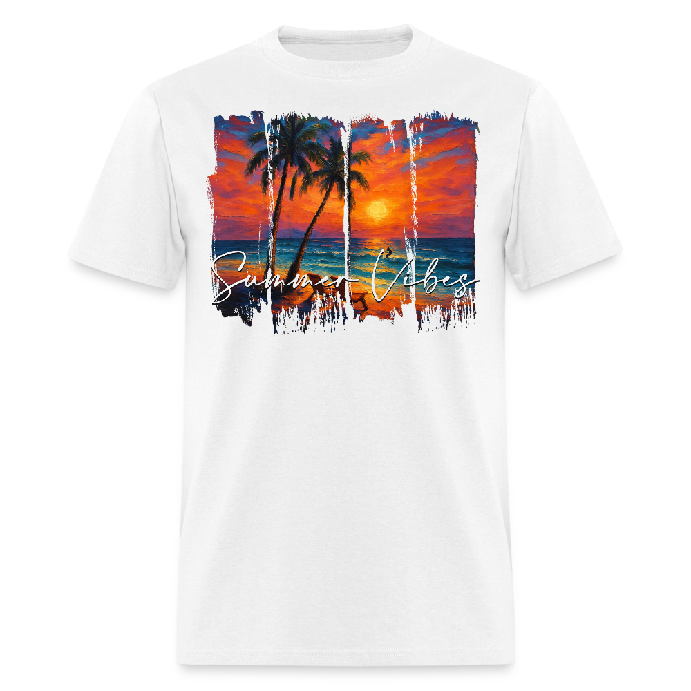Tropical Palm Tree Sunset Beach Summer Vibes T-shirt - white