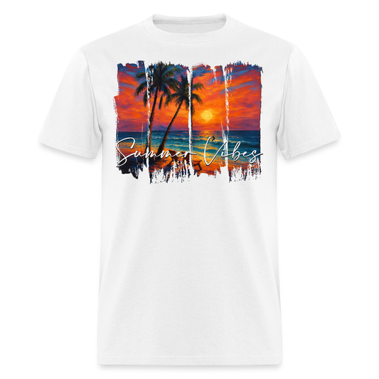 Tropical Palm Tree Sunset Beach Summer Vibes T-shirt - white
