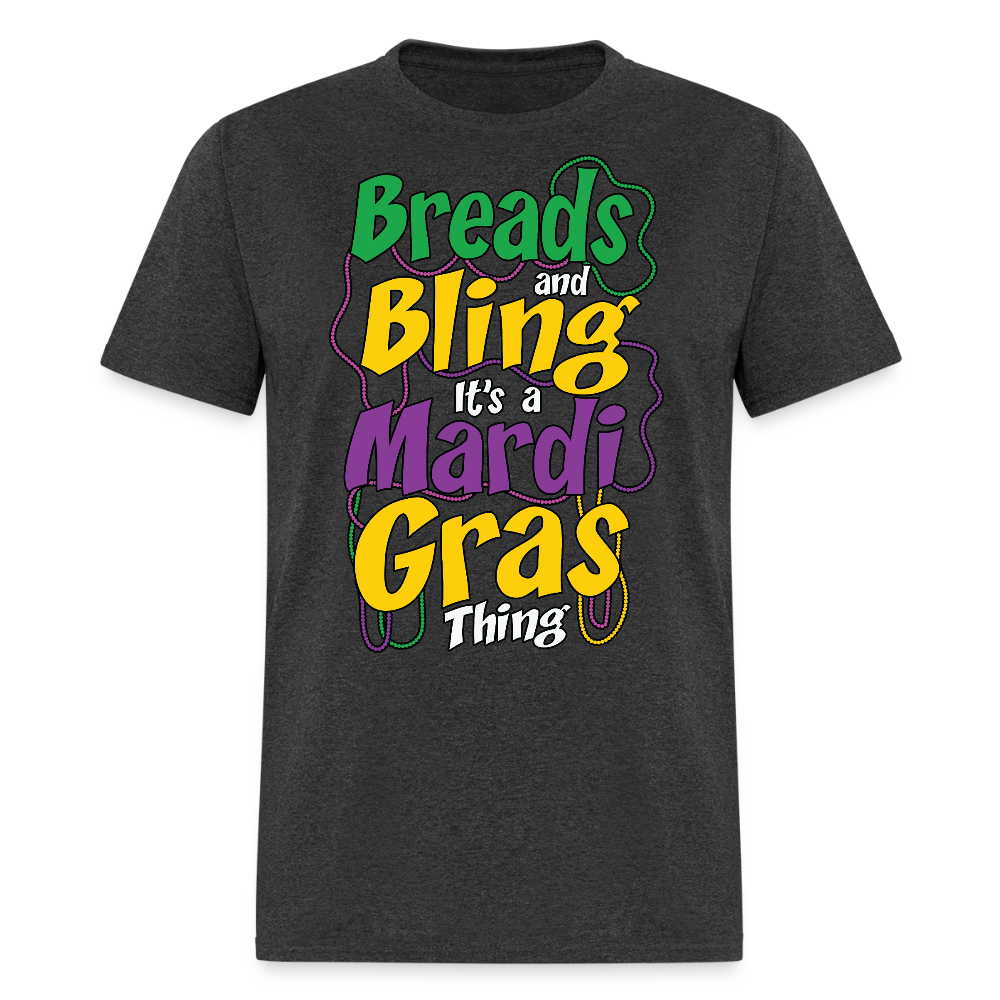 Beads And Bling Mardi Gras Colorful Festive T-shirt - heather black