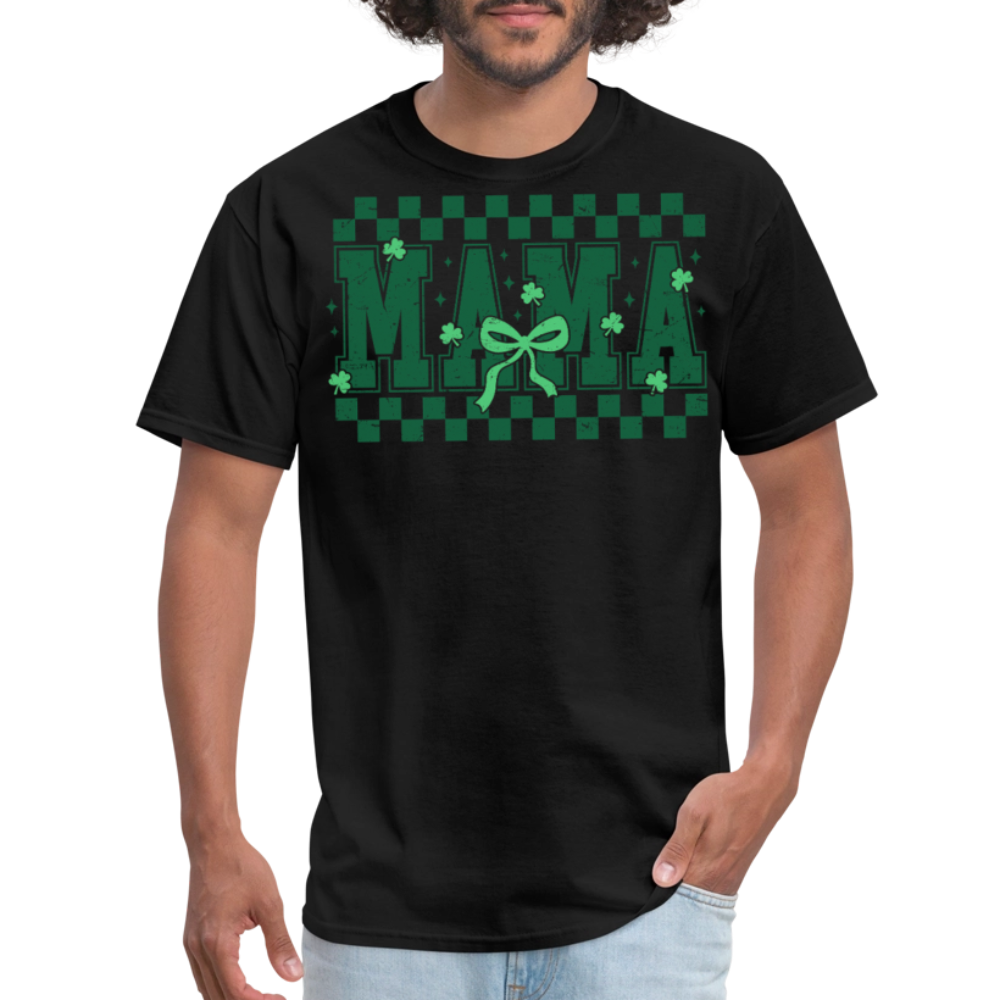 Distressed Lucky Mama Clover St. Patrick's Day Gift Tee - black