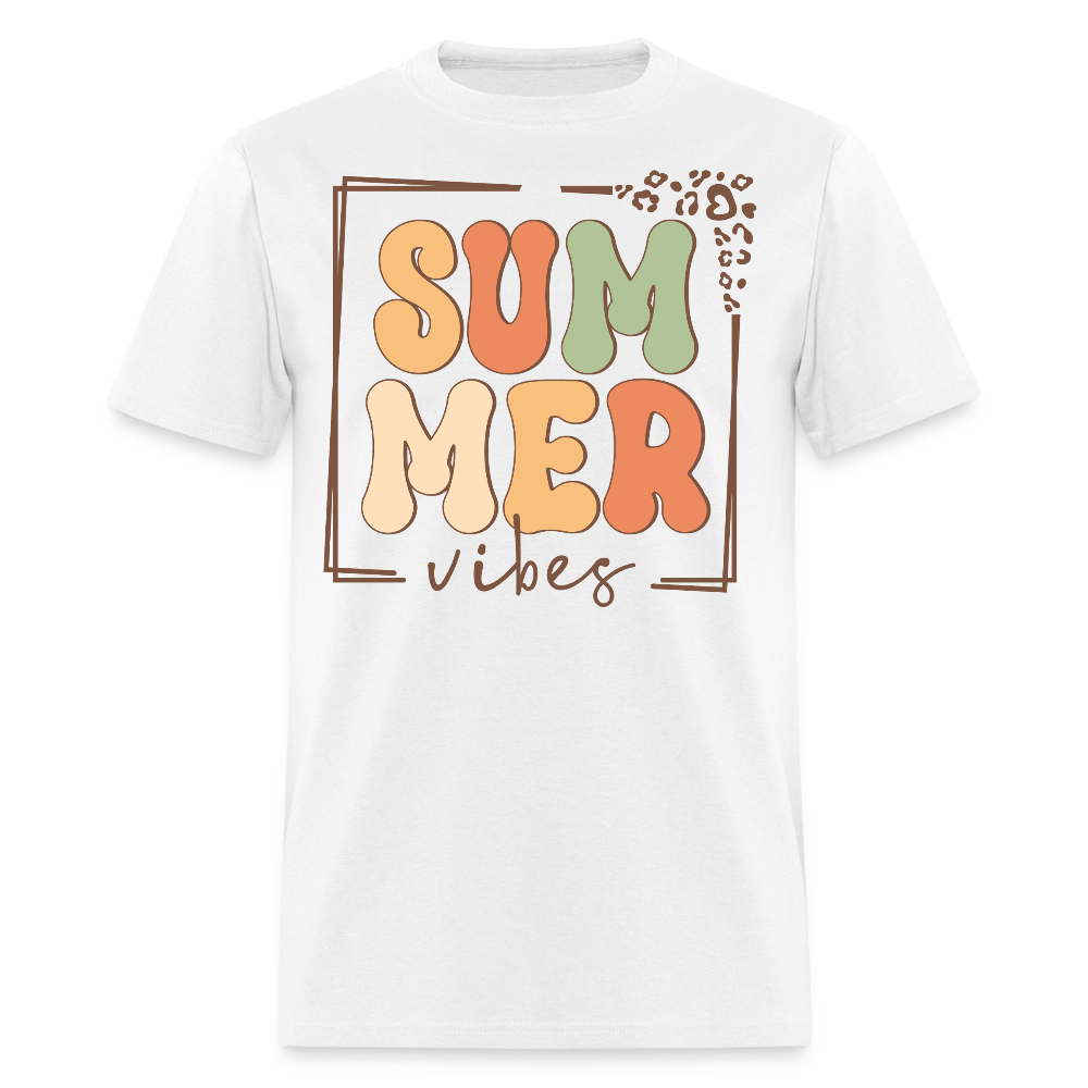 Retro Summer Vibes Leopard Print T-shirt - white