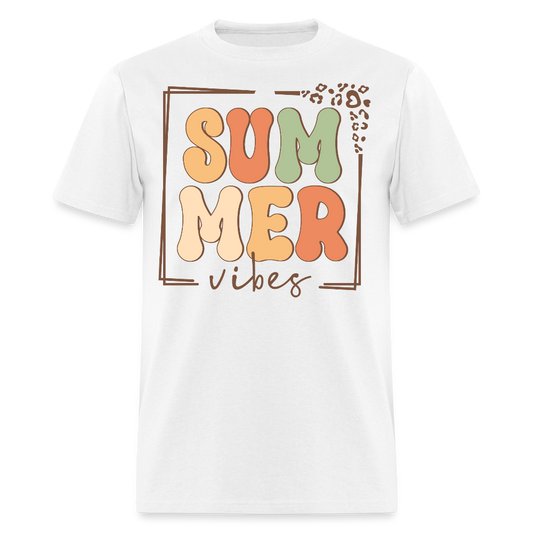 Retro Summer Vibes Leopard Print T-shirt - white