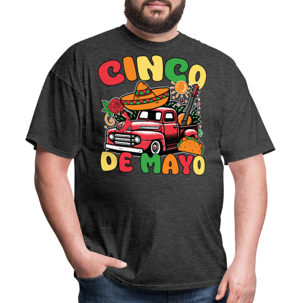 Cinco de Mayo Vintage Truck Tee Mexican Fiesta Party T-shirt - heather black