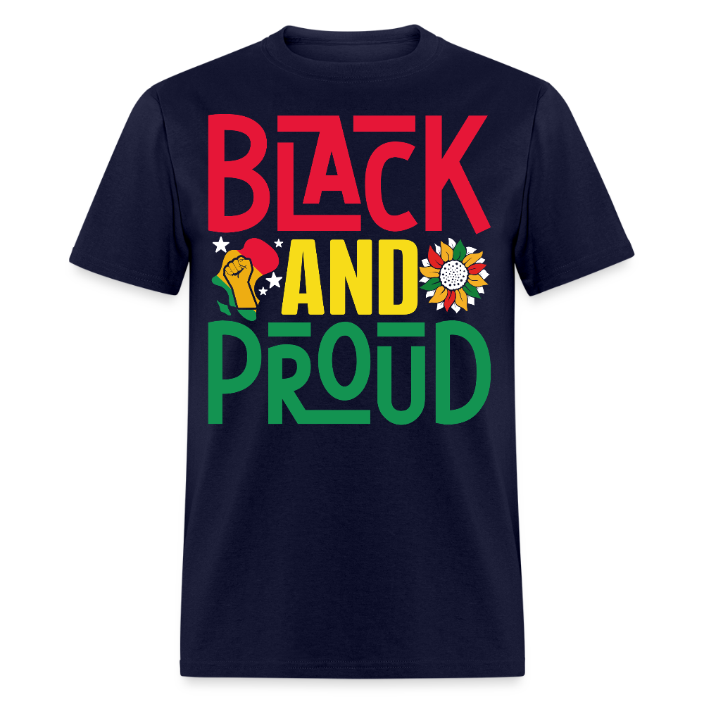 African American Pride Black And Proud T-shirt - navy