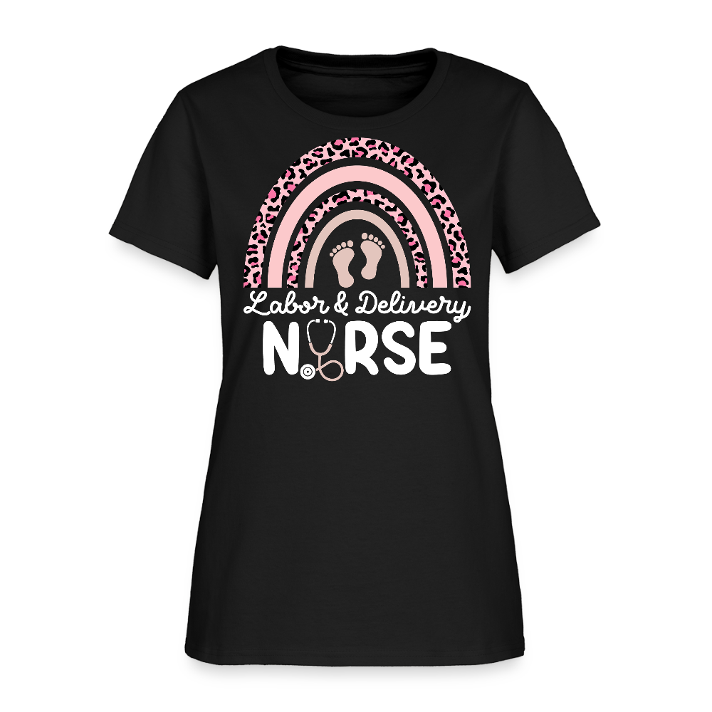 Labor And Delivery Nurse Rainbow T-Shirt - black