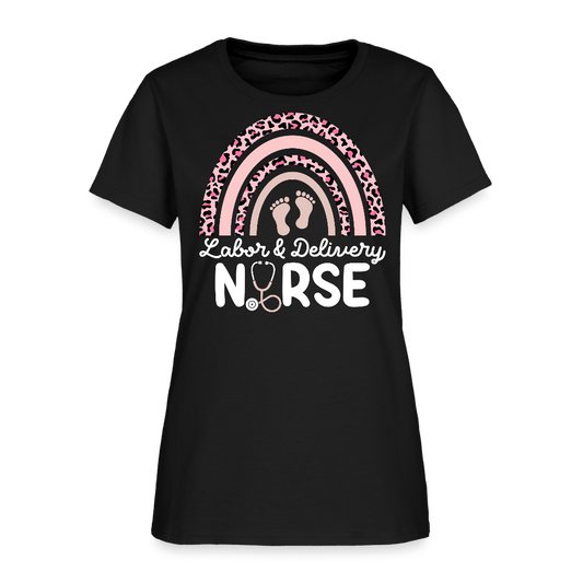 Labor And Delivery Nurse Rainbow T-Shirt - black