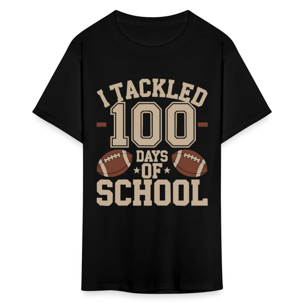 100 Days Of School Tee For Teachers Funny Football Themed School T-shirt - black