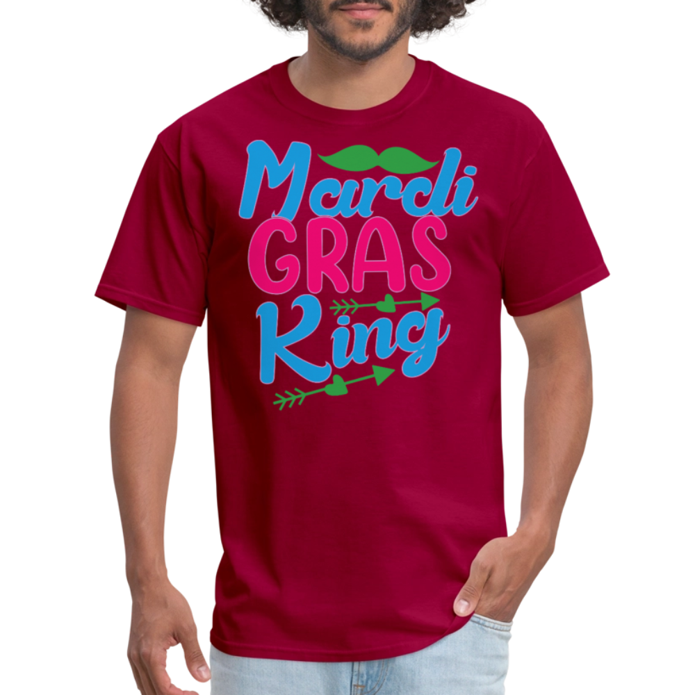 Mardi Gras King Shirt For Men Funny Mardi Gras Party T-shirt - dark red