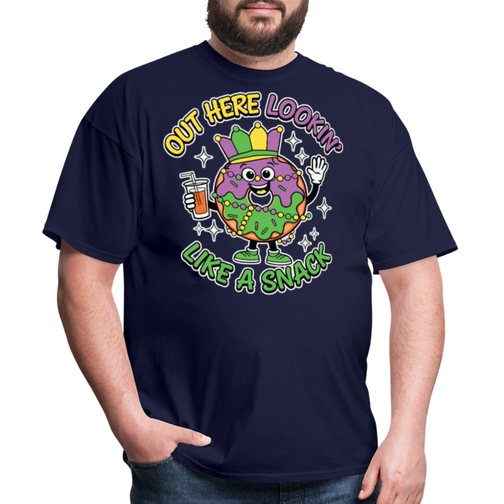 Funny Mardi Gras outfits Lookin’ like A Snack festival T-shirt - navy