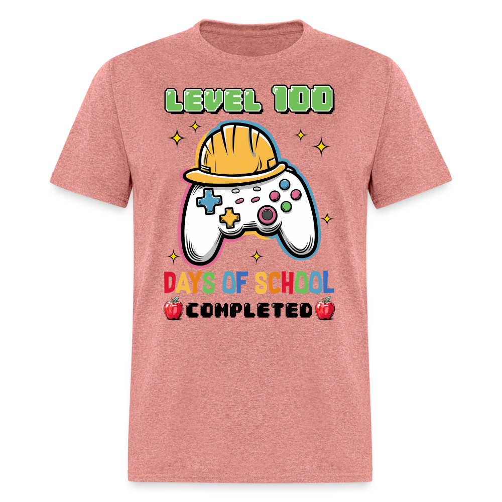 Level 100 Days Of School Gamer Shirt Level Up School Milestone T-shirt - heather mauve