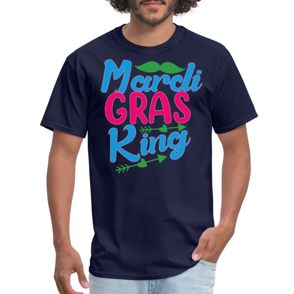 Mardi Gras King Shirt For Men Funny Mardi Gras Party T-shirt - navy