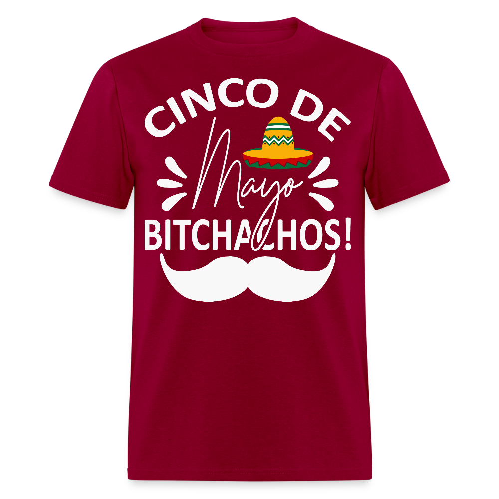 Cinco de Mayo Drinking Shirt with Mustache Funny Fiesta T-shirt - dark red