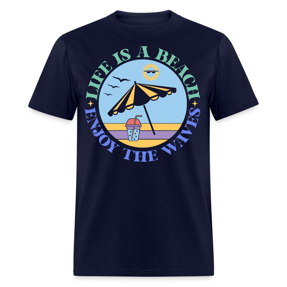 Life Is A Beach Aesthetic Summer Vacation T-shirt - navy