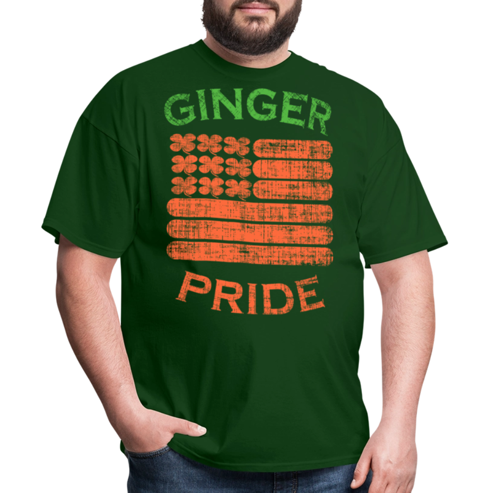 Ginger Pride American Flag Funny St Patrick’s Day  T-shirt - forest green