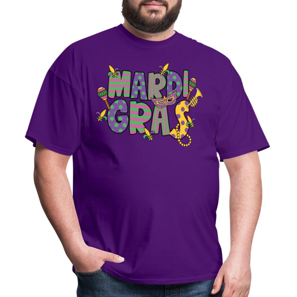 Retro-style Mardi Gras Carnival Tee New Orleans Mardi Gras Party T-shirt - purple