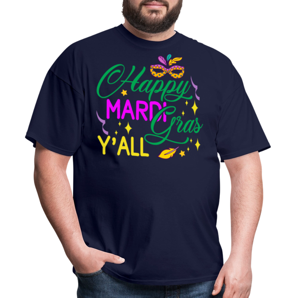 Louisiana Carnival Celebration Tee Happy Mardi Gras Y'all T-shirt - navy