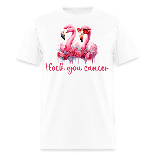 Flock You Cancer Pink Flamingo Breast Cancer T-Shirt - white