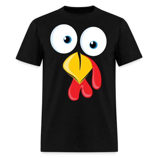 Turkey Face Funny Thanksgiving T-Shirt - black