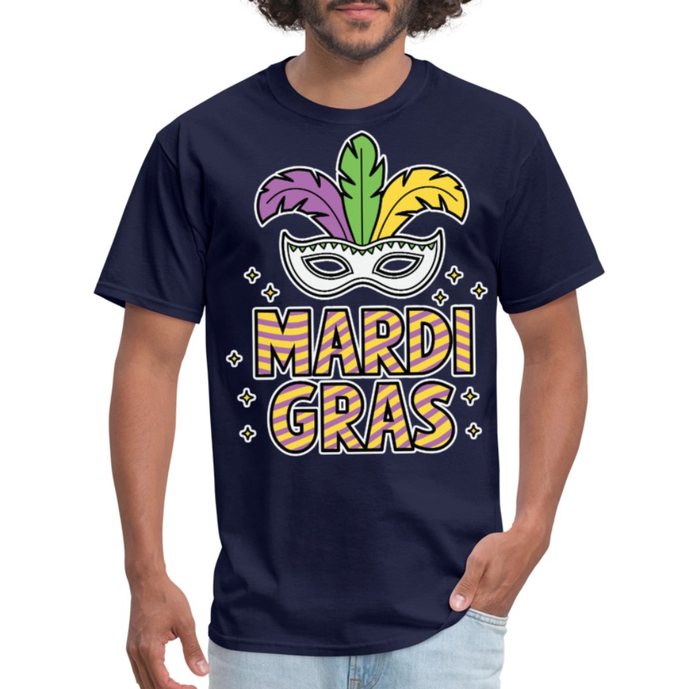 Funny And Stylish Mardi Gras Parade Tee Colorful Masquerade Mask T-shirt - navy