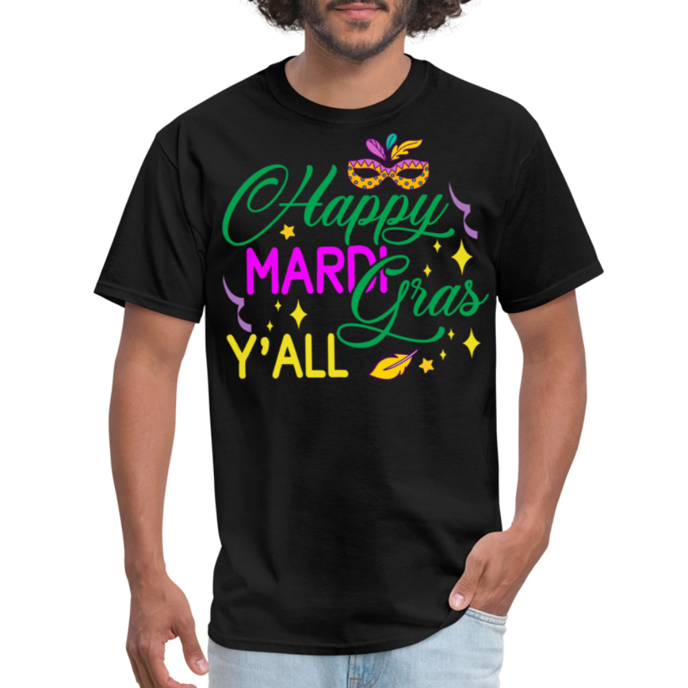 Louisiana Carnival Celebration Tee Happy Mardi Gras Y'all T-shirt - black