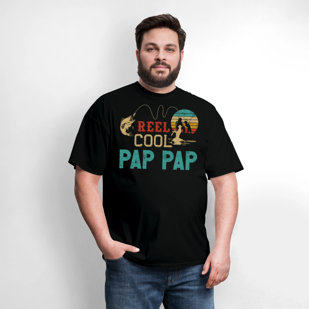 Reel Cool Pap Pap Father’s Day Grandpa Fishing T-Shirt - black