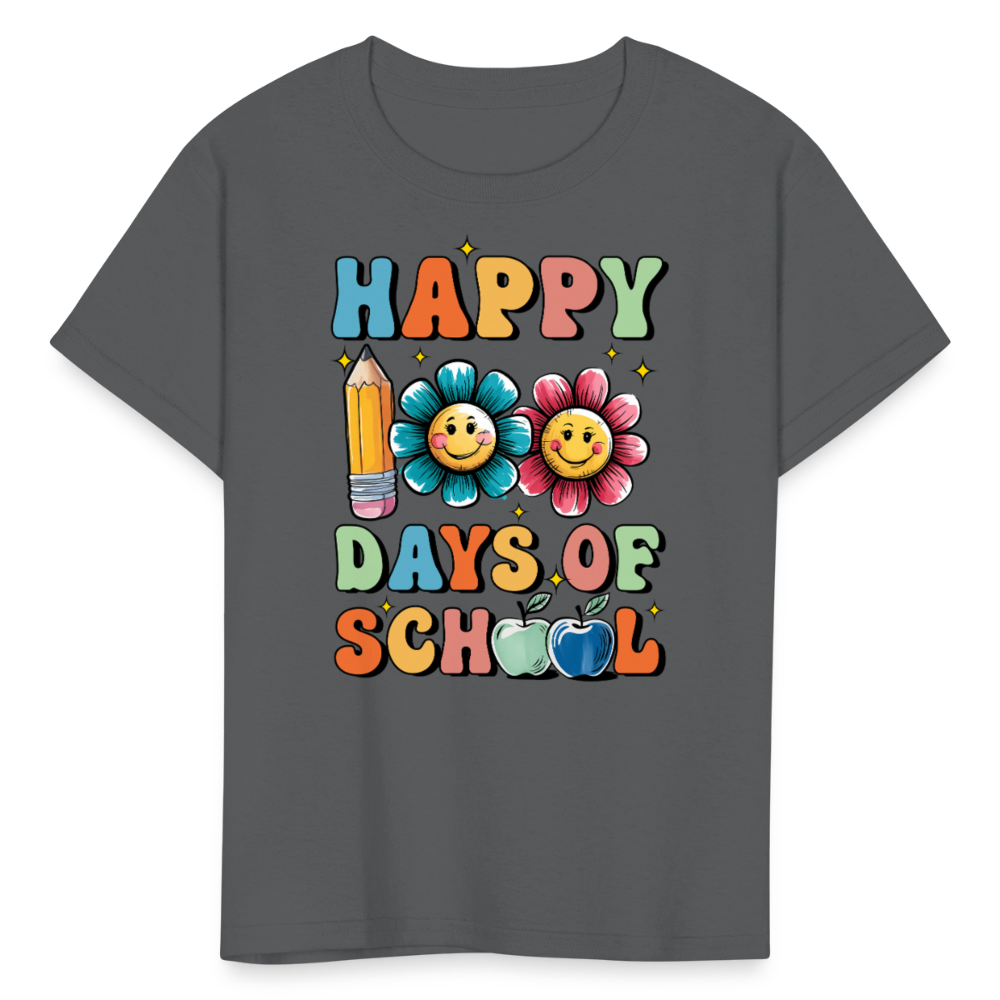 Happy 100 Days Of School Shirt For Kids Back To School Milestone T-shirt - charcoal