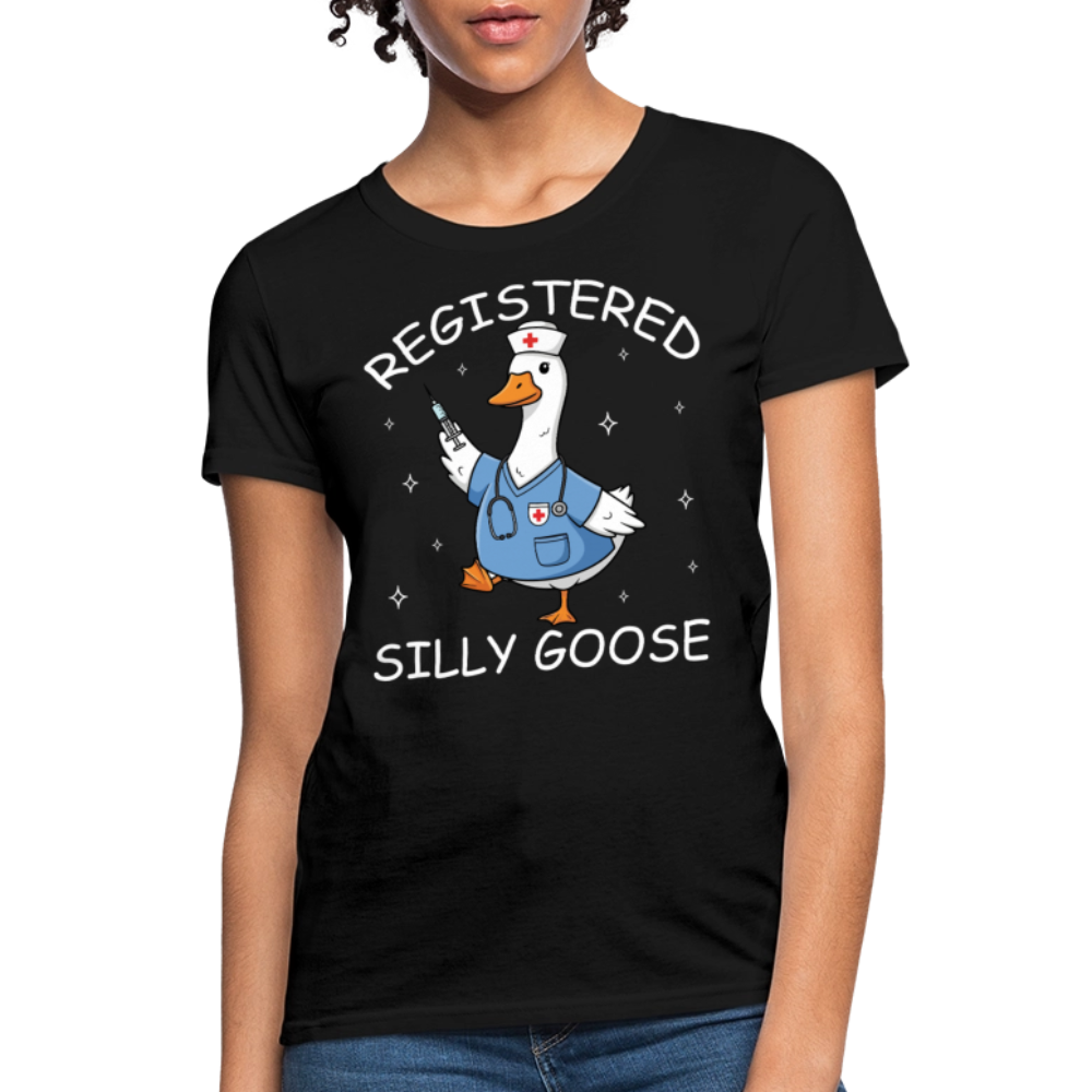Registered Silly Goose Nurse Funny RN Gift for Nurses T-Shirt - black