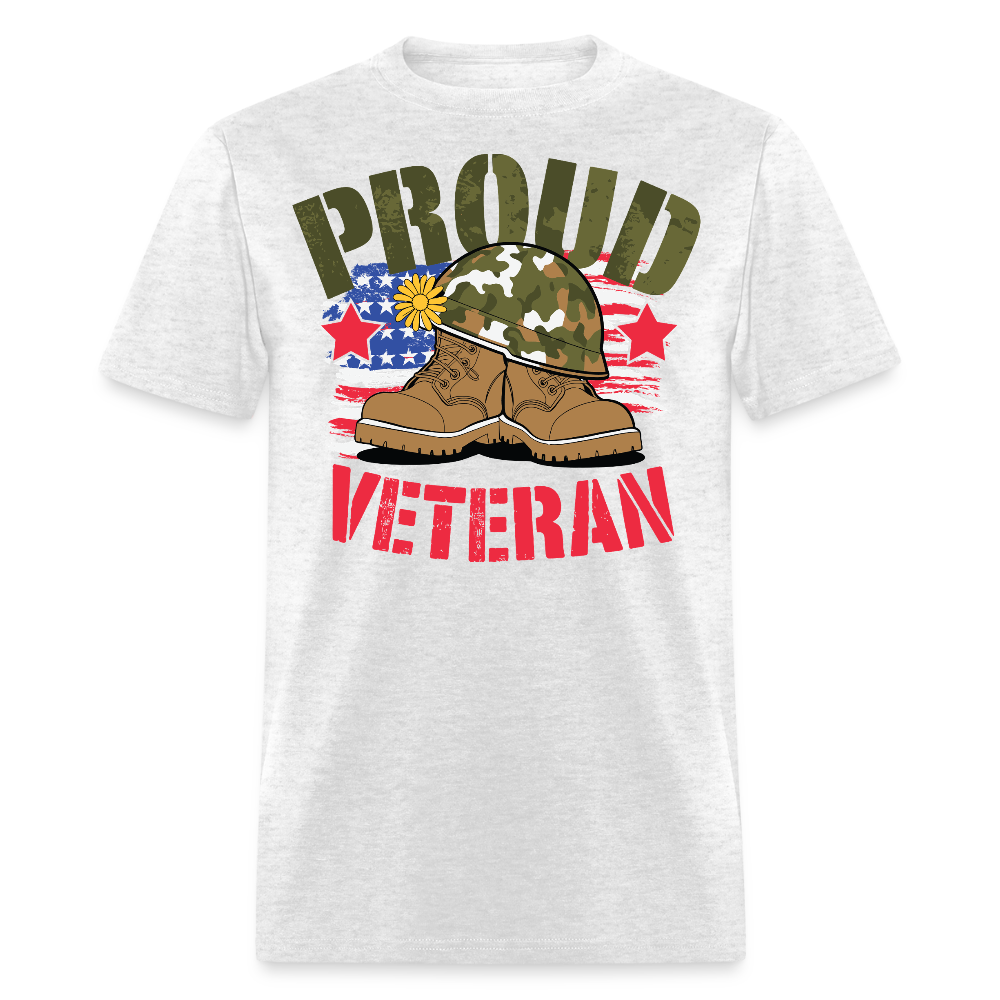 Camo Helmet And Boots Military Veteran T-shirt - light heather gray