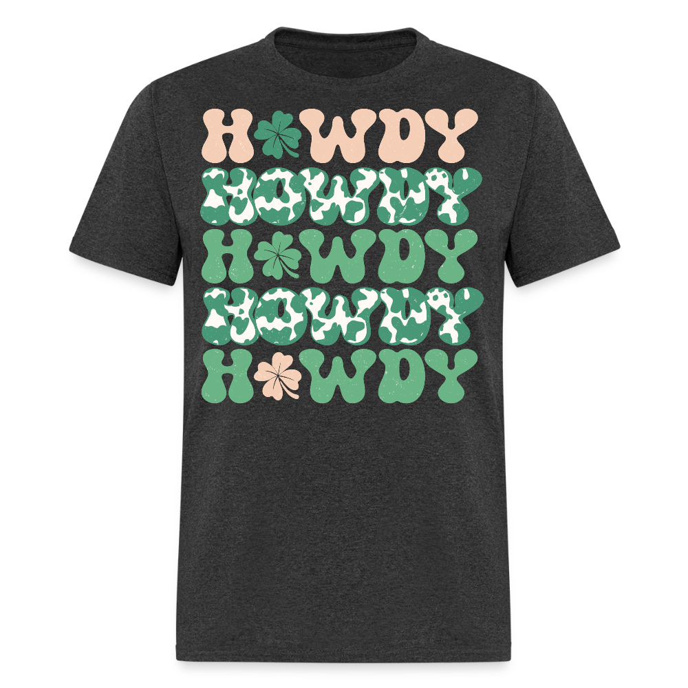 Howdy Western Cowgirl St Patrick's Day T-shirt - heather black