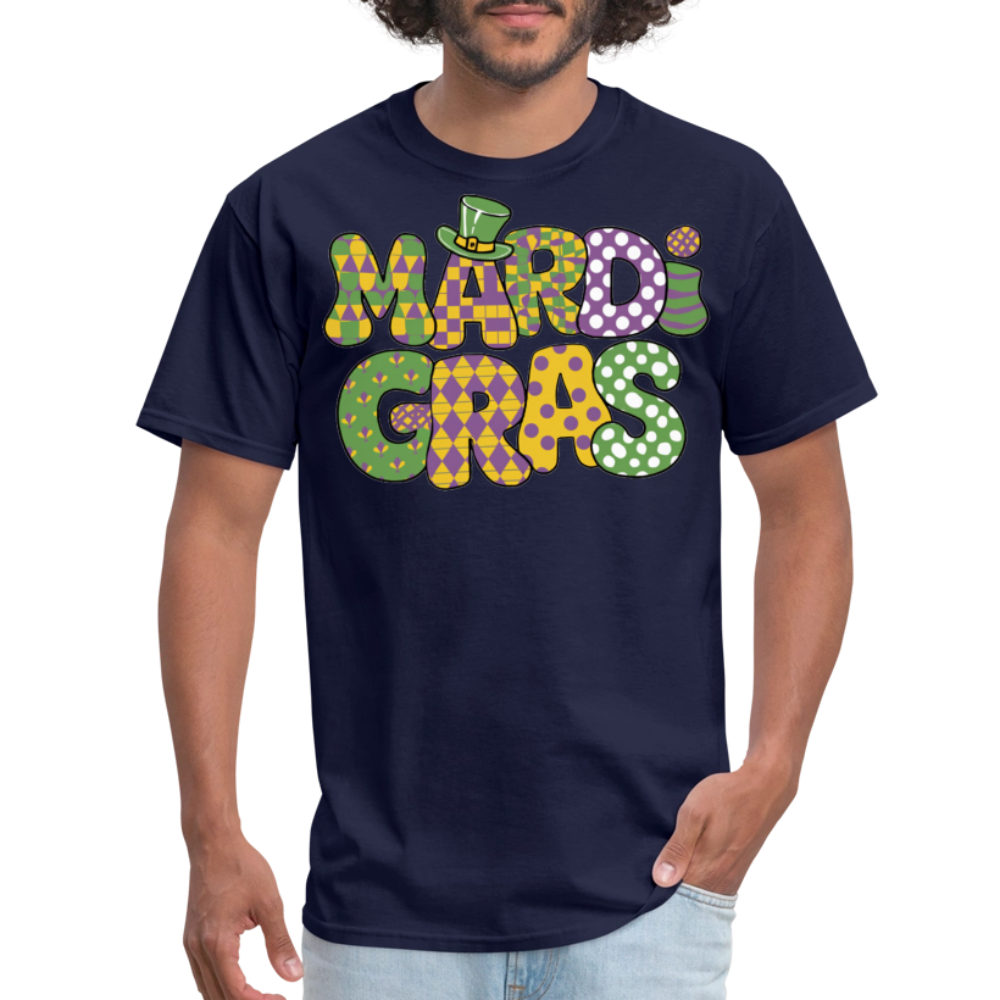 Colorful Mardi Gras Graphic Tee For Fat Tuesday Unisex T-Shirt - navy