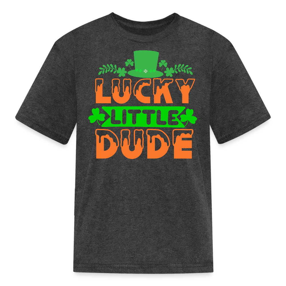 Lucky Little Dude Cute St Patrick’s Day Kids T-shirt - heather black