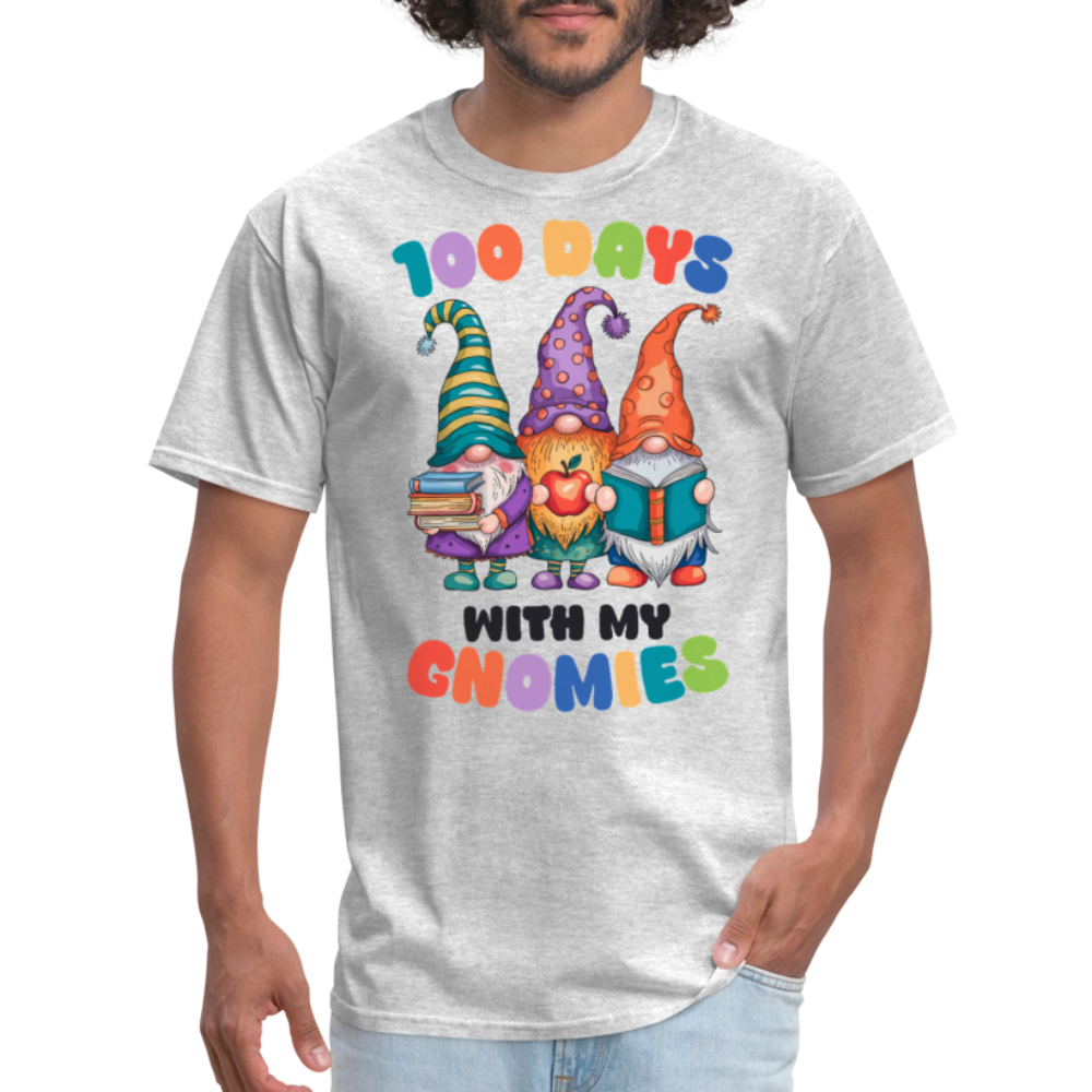 Cute Gnome 100 Days of Learning Shirt Teacher Appreciation Gnome T-Shirt - heather gray