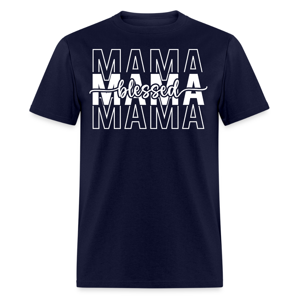 Christian Mom Graphic Tee Blessed Mama T-shirt - navy