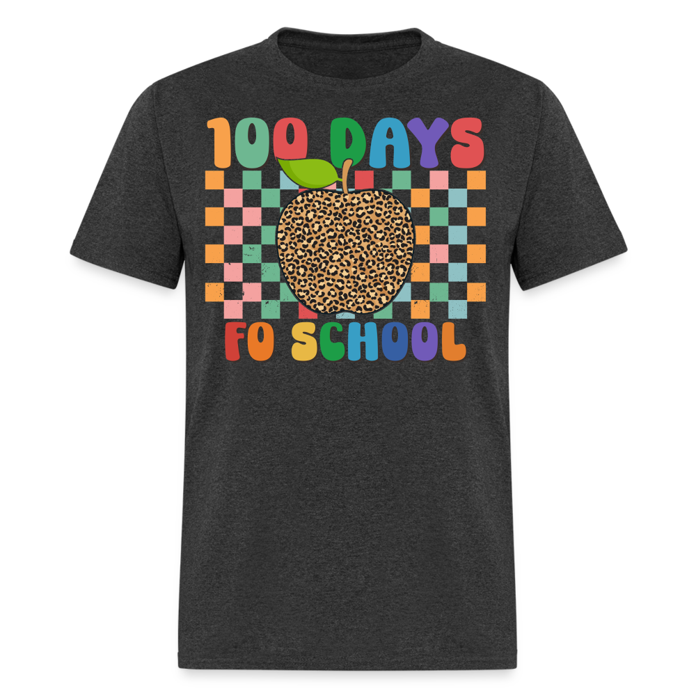 Leopard Print 100 Days of School Shirt Teacher Gifts Unisex T-shirt - heather black