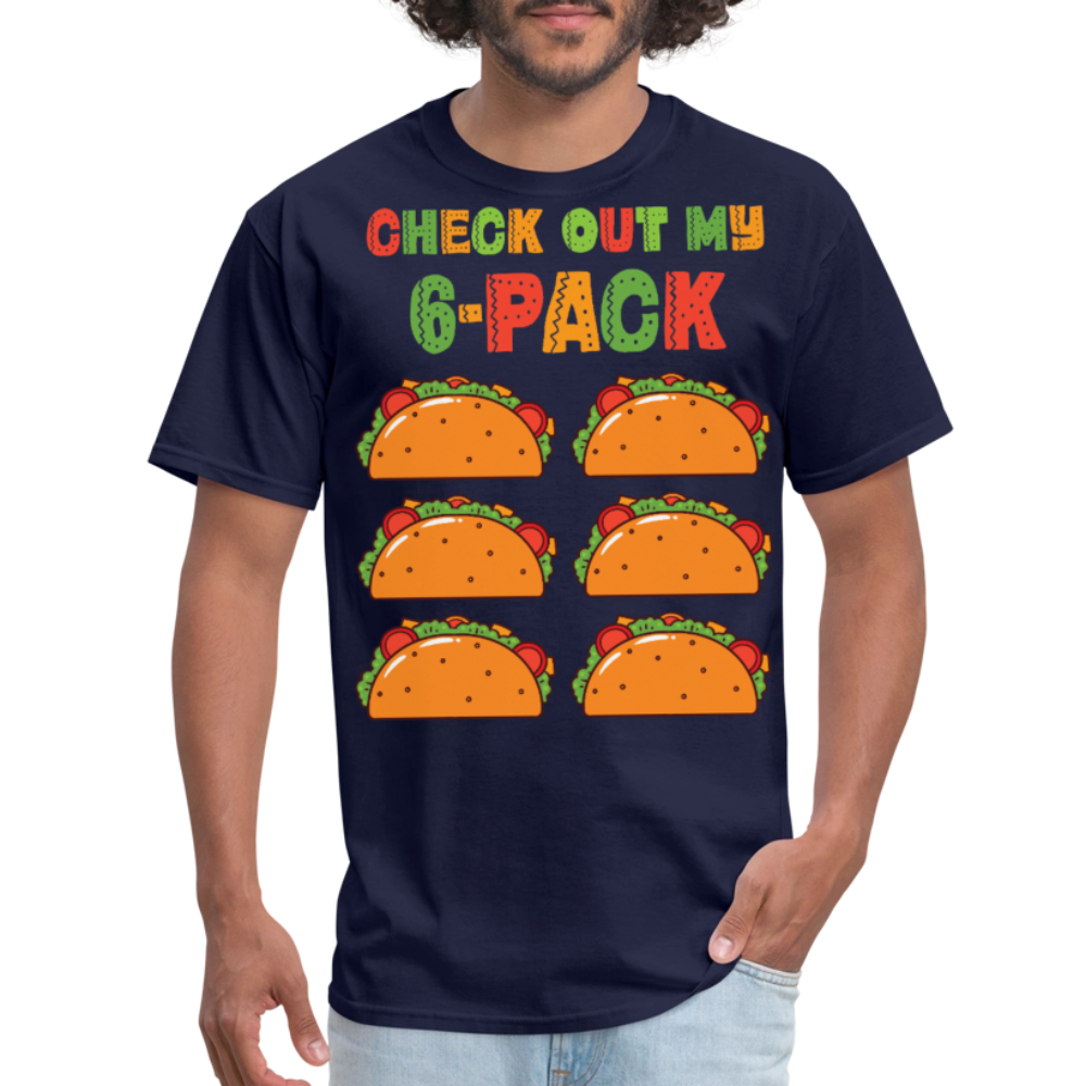 Taco Tuesday Lover Graphic Tee Check Out My 6-pack Taco T-shirt - navy