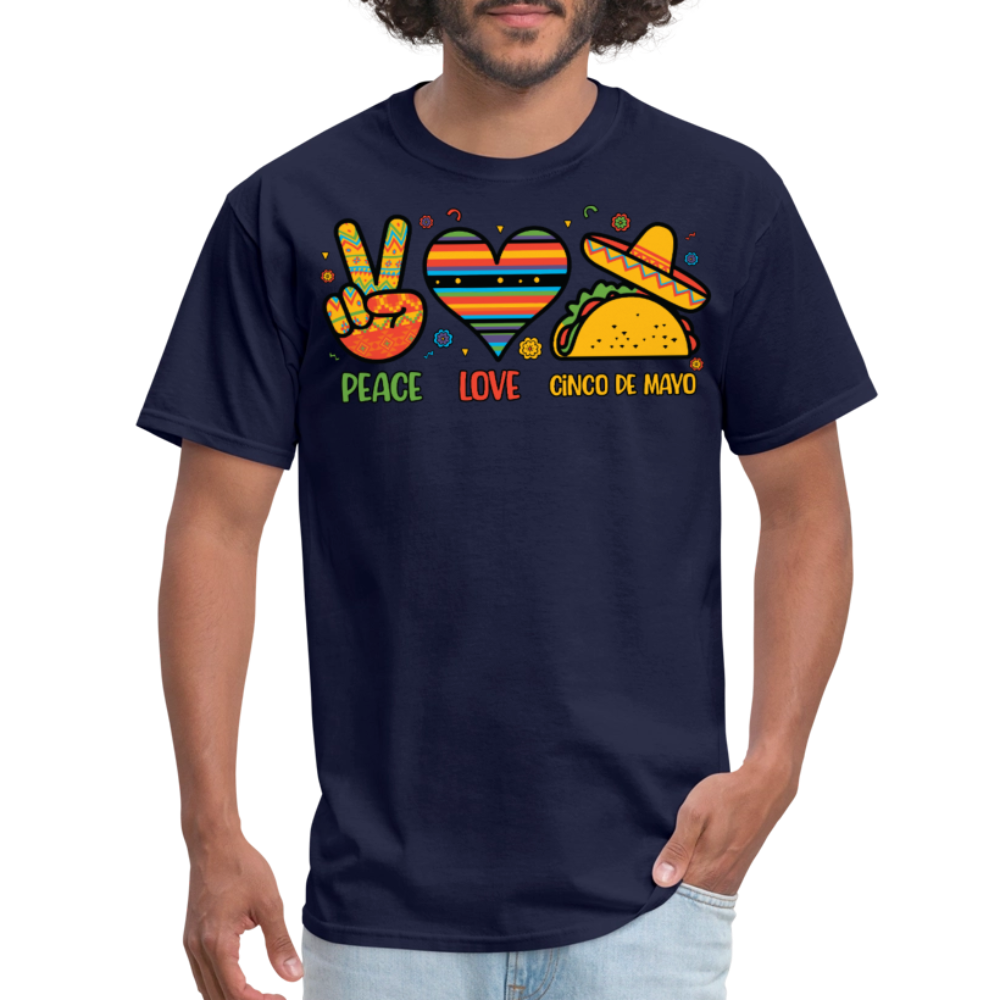 Peace Love Tacos Cinco de Mayo Graphic Unisex T-shirt - navy