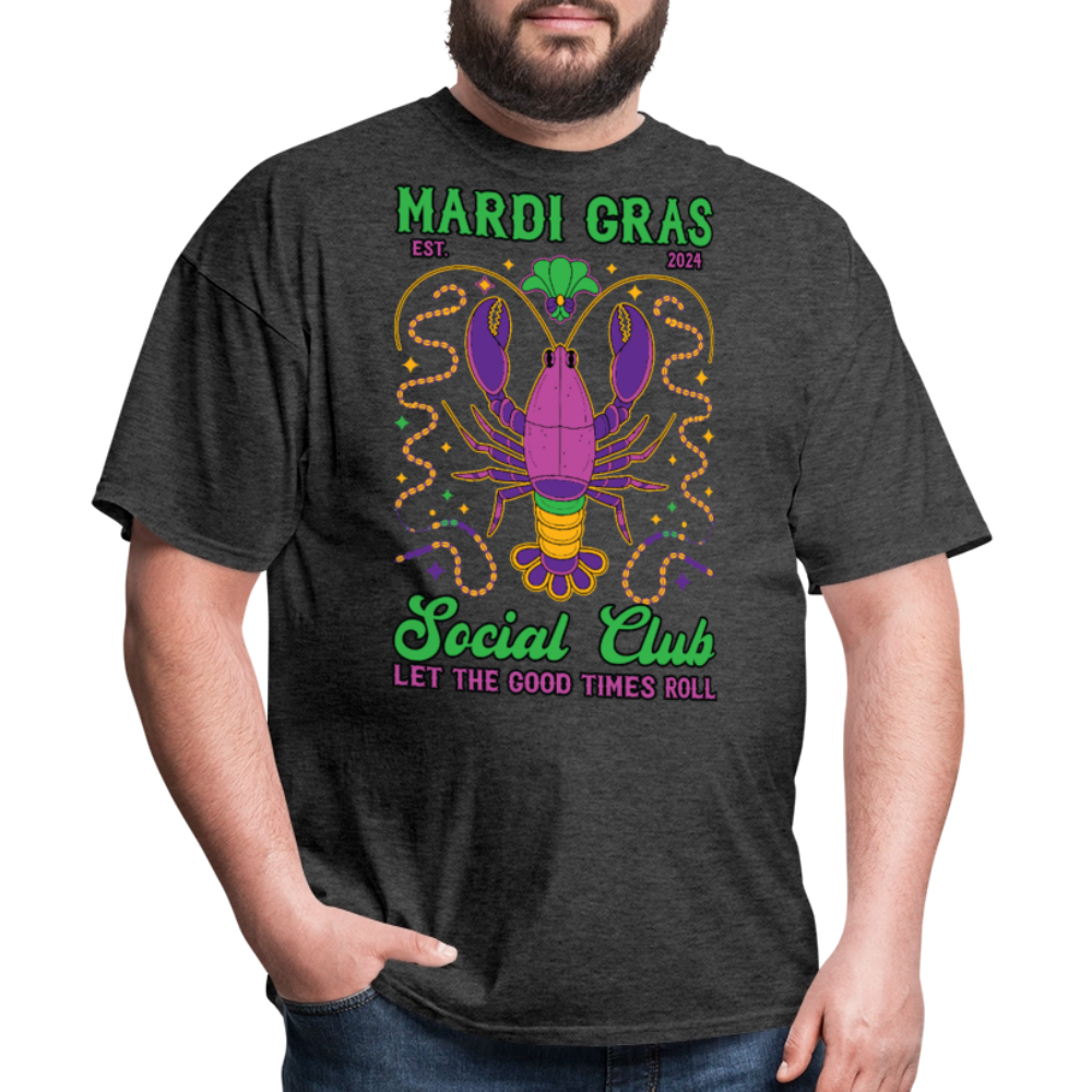 Mardi Gras Social Club Tee Crawfish-themed Mardi Gras T-shirt - heather black