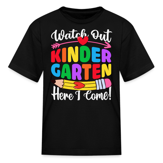 Watch Out Kindergarten Rainbow Pencil T-Shirt - black
