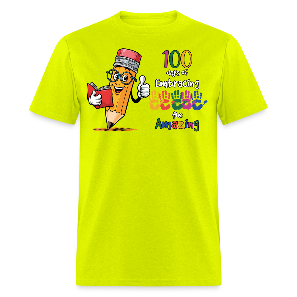 100 Days Of Embracing Learning Tee Back To School Teacher Gifts T-shirt - safety green