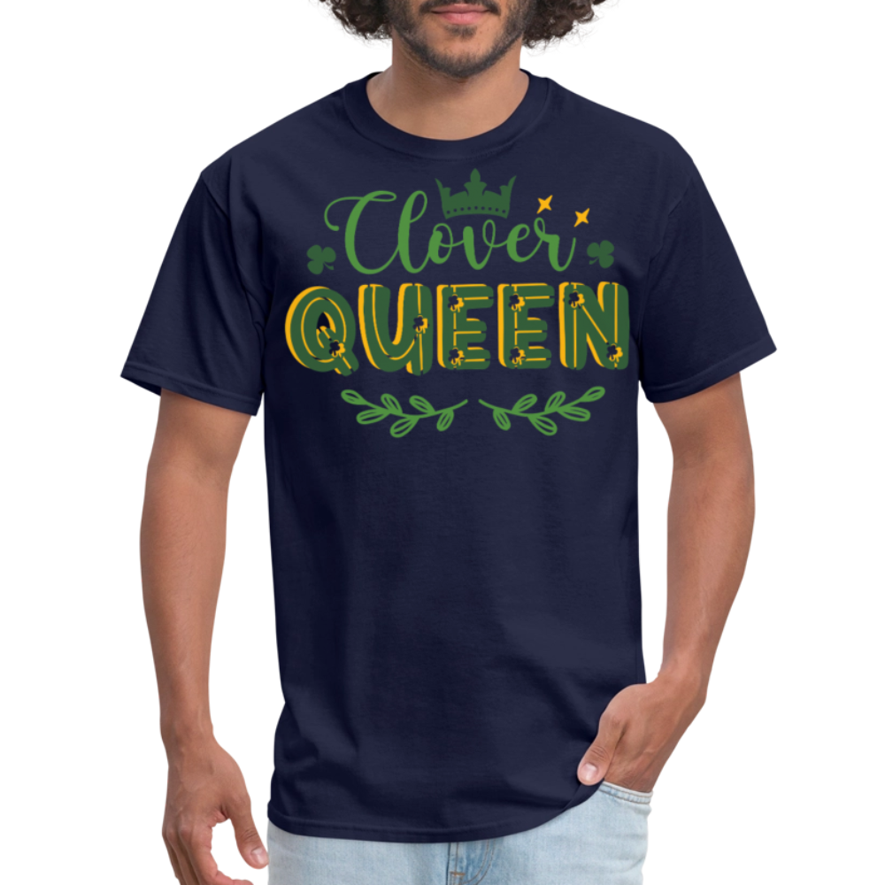 Irish Clover Graphic Tee For Ladies Clover Queen Irish Pride T-shirt - navy