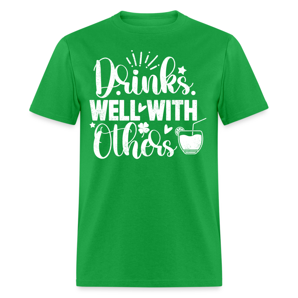 Drinks Well with Others Funny Beer T-Shirt for Party Lovers - bright green