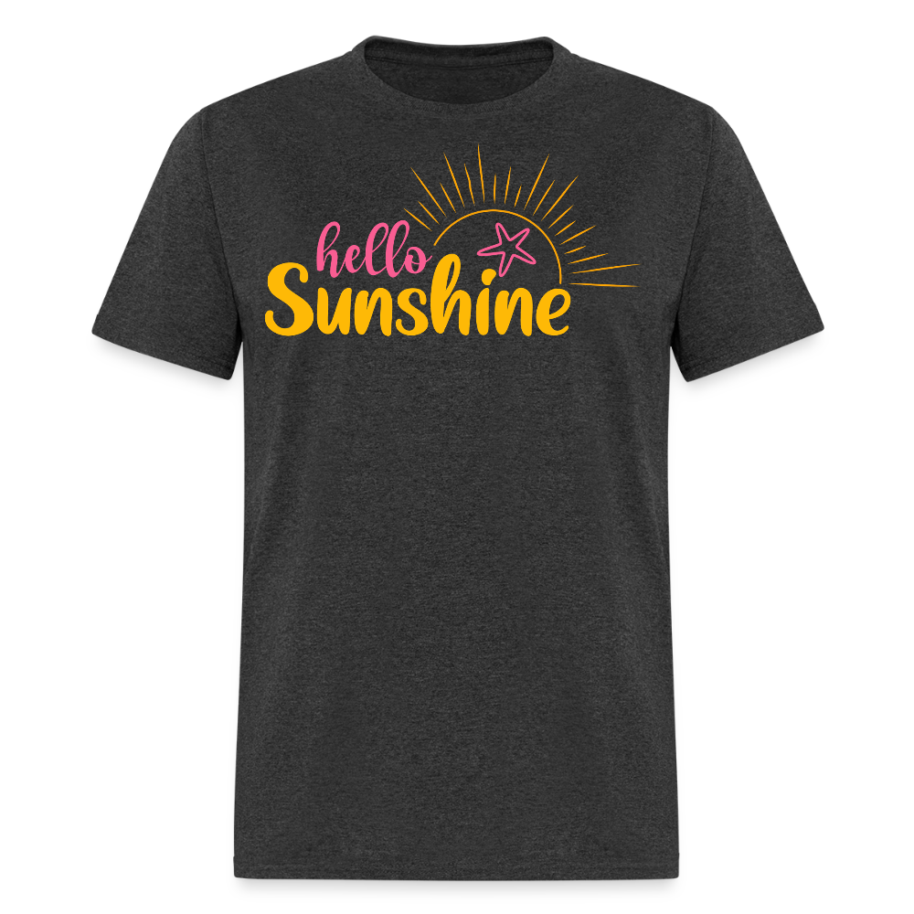 Hello Sunshine Beach Vacation T-shirt - heather black