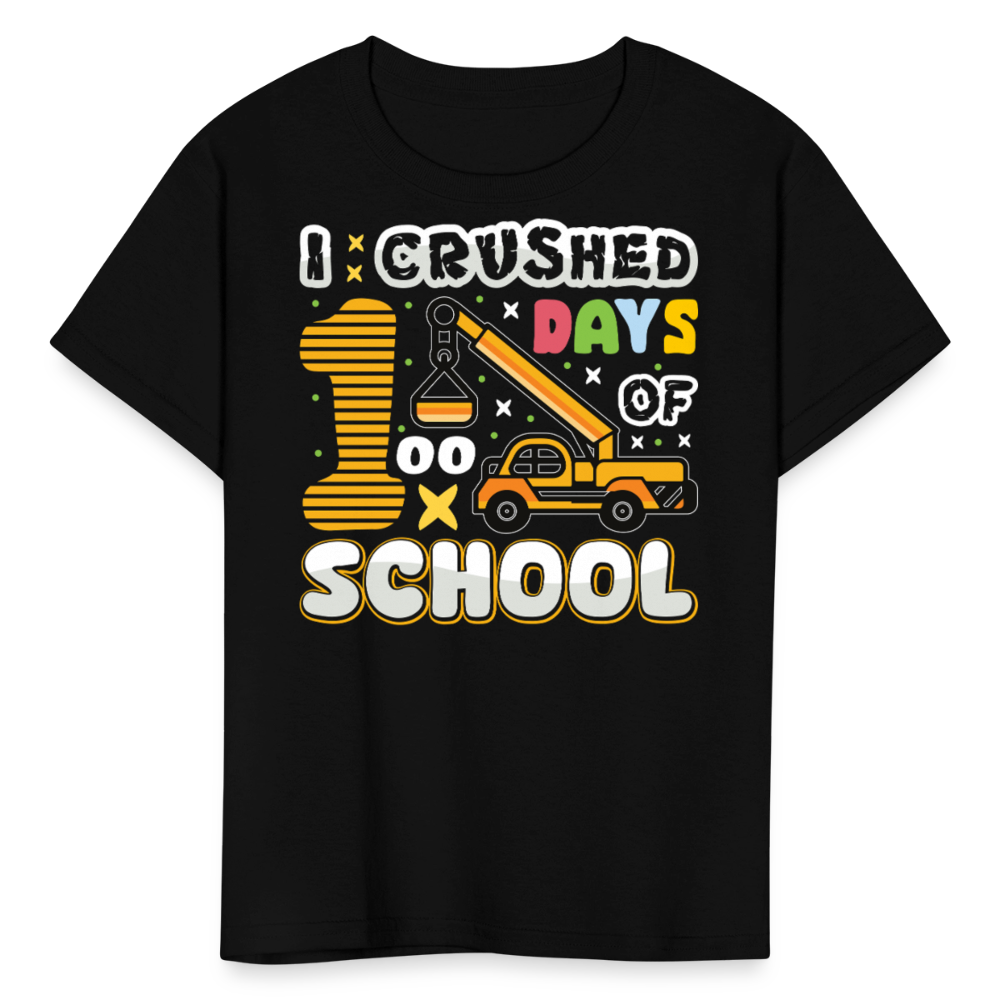 100th Day Of School Shirt For Kids Construction School T-shirt - black
