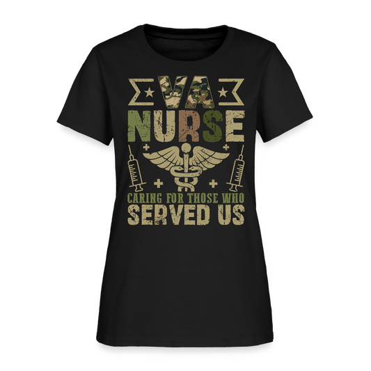VA Nurse Caring For Veterans T-Shirt - black