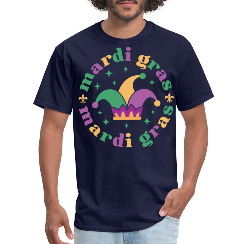 Funny Mardi Gras Jester Hat Unisex T-shirt - navy